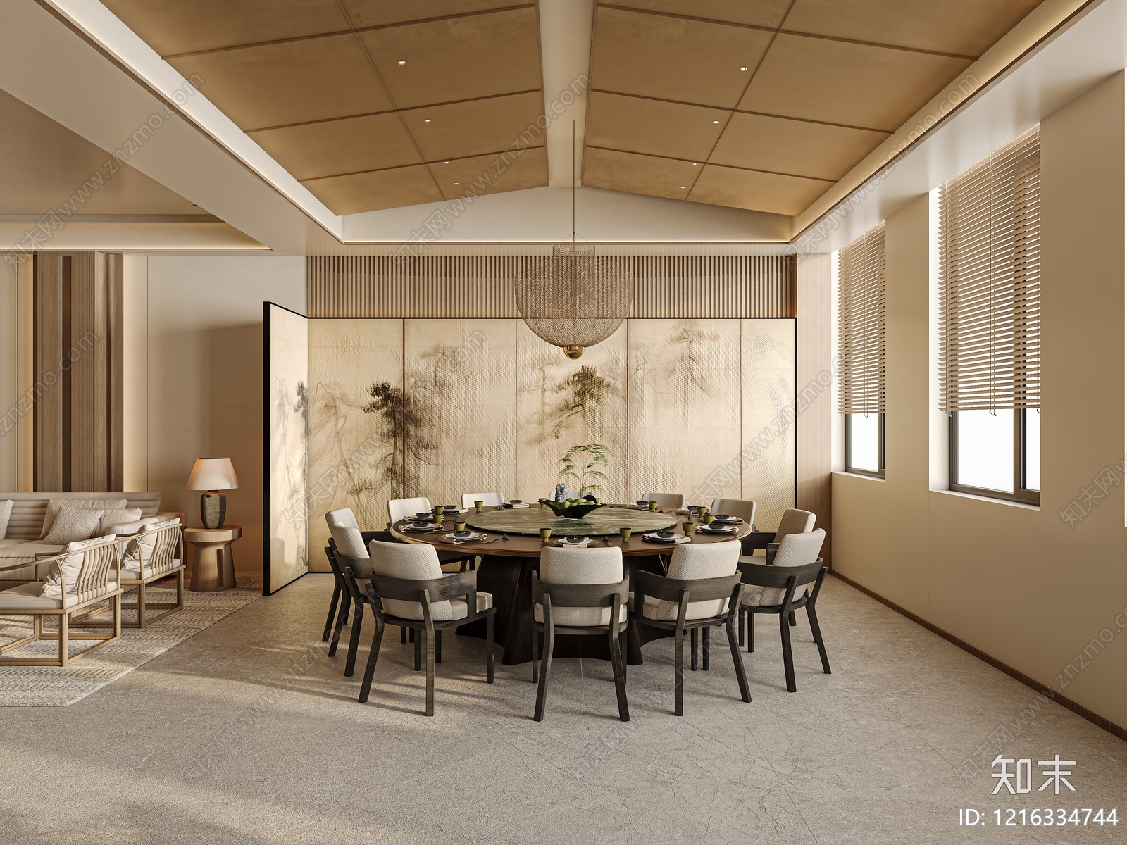 新中式包厢3D模型下载【ID:1216334744】