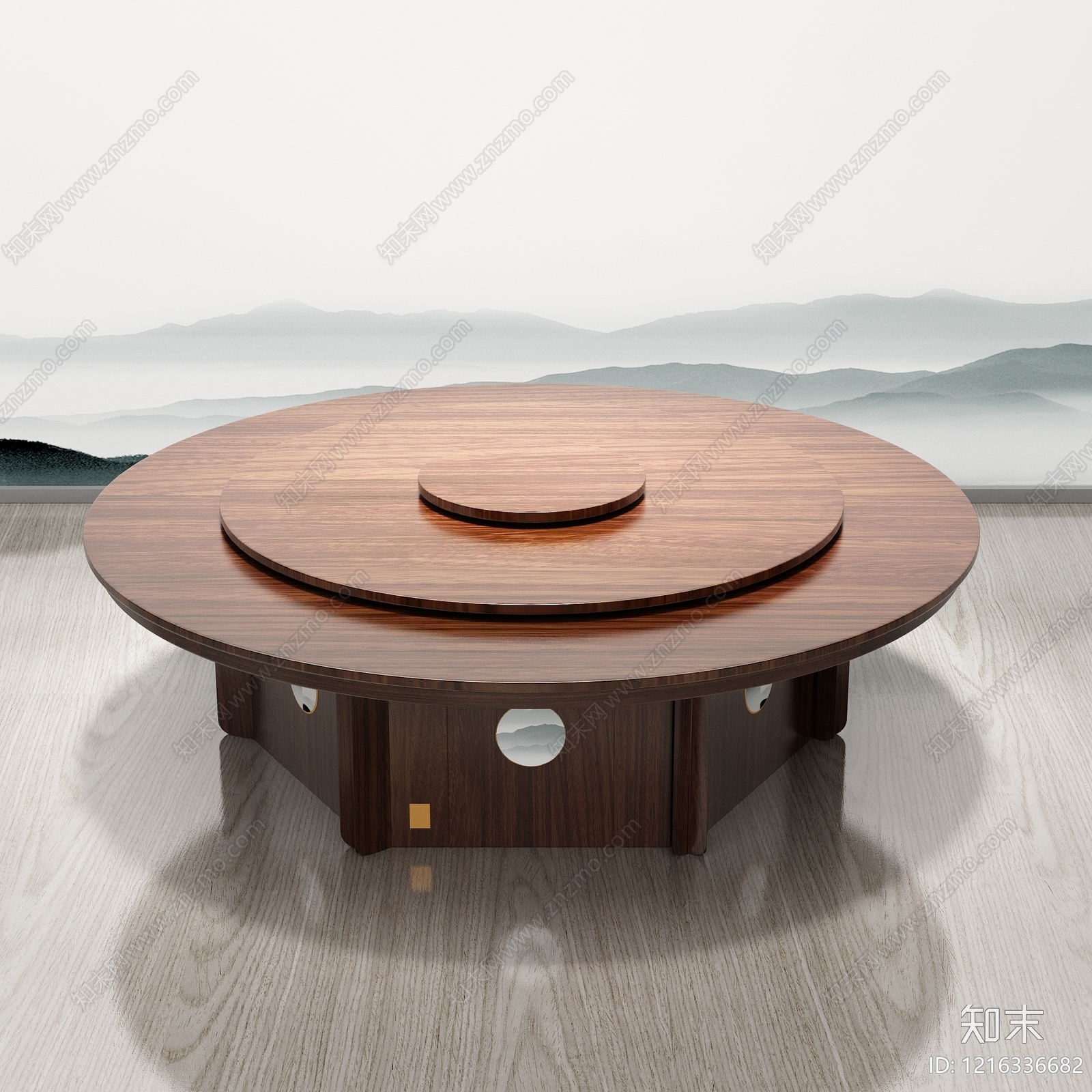 新中式餐桌3D模型下载【ID:1216336682】