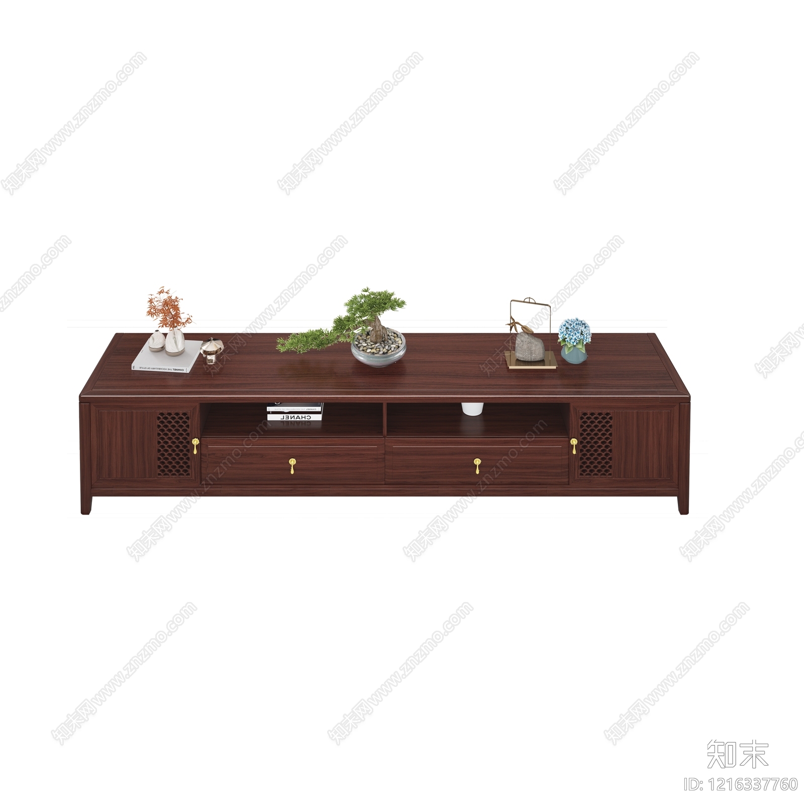 新中式茶几3D模型渲染效果图