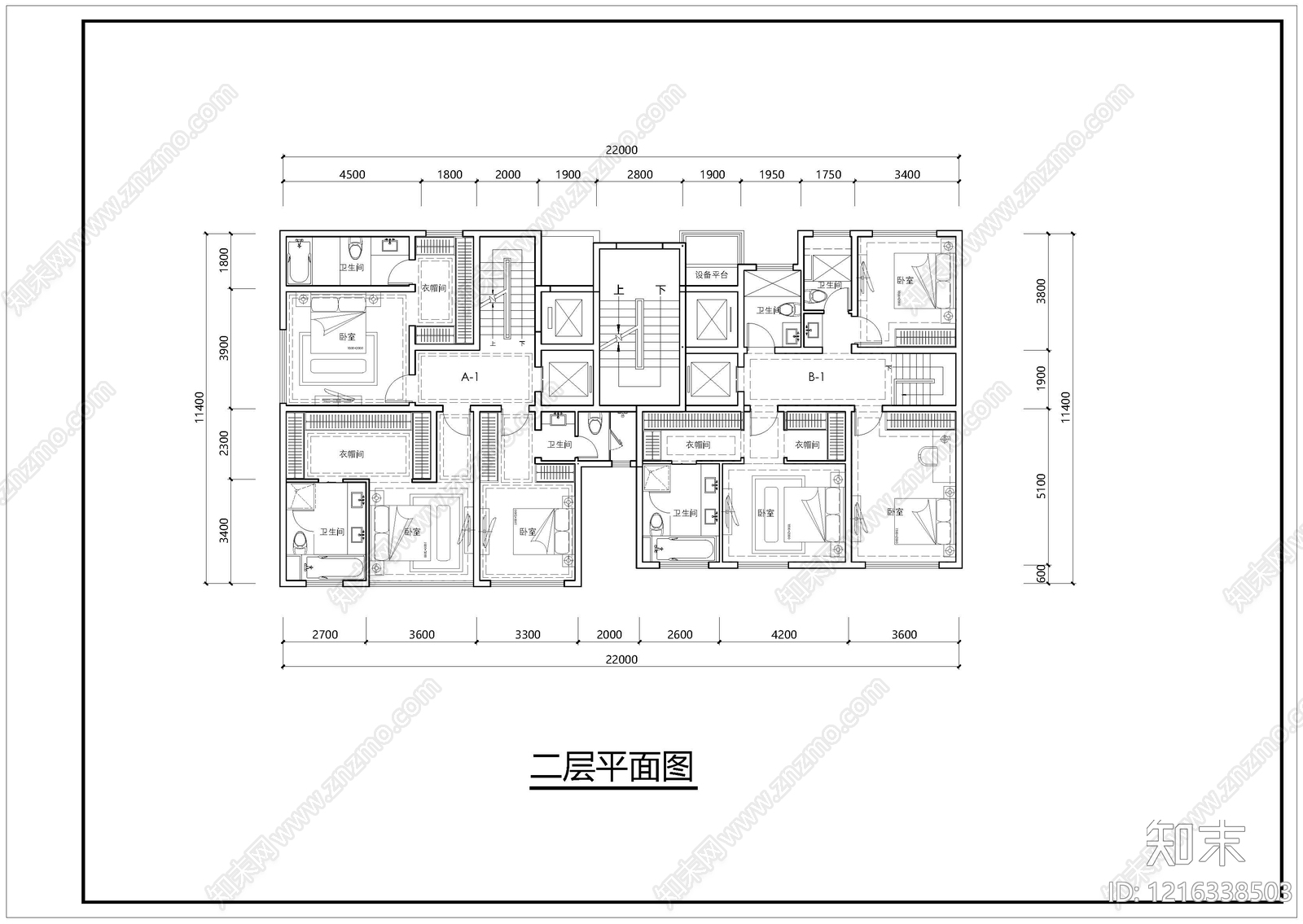现代住宅楼建筑cad施工图下载【ID:1216338503】