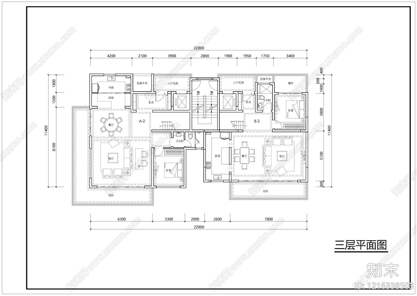 现代住宅楼建筑cad施工图下载【ID:1216338503】