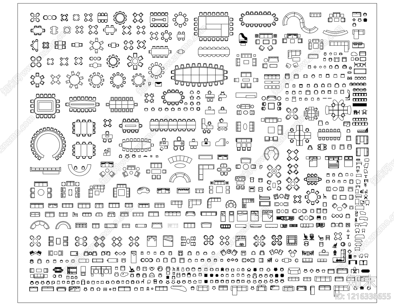 现代家具图库施工图下载【ID:1216338655】