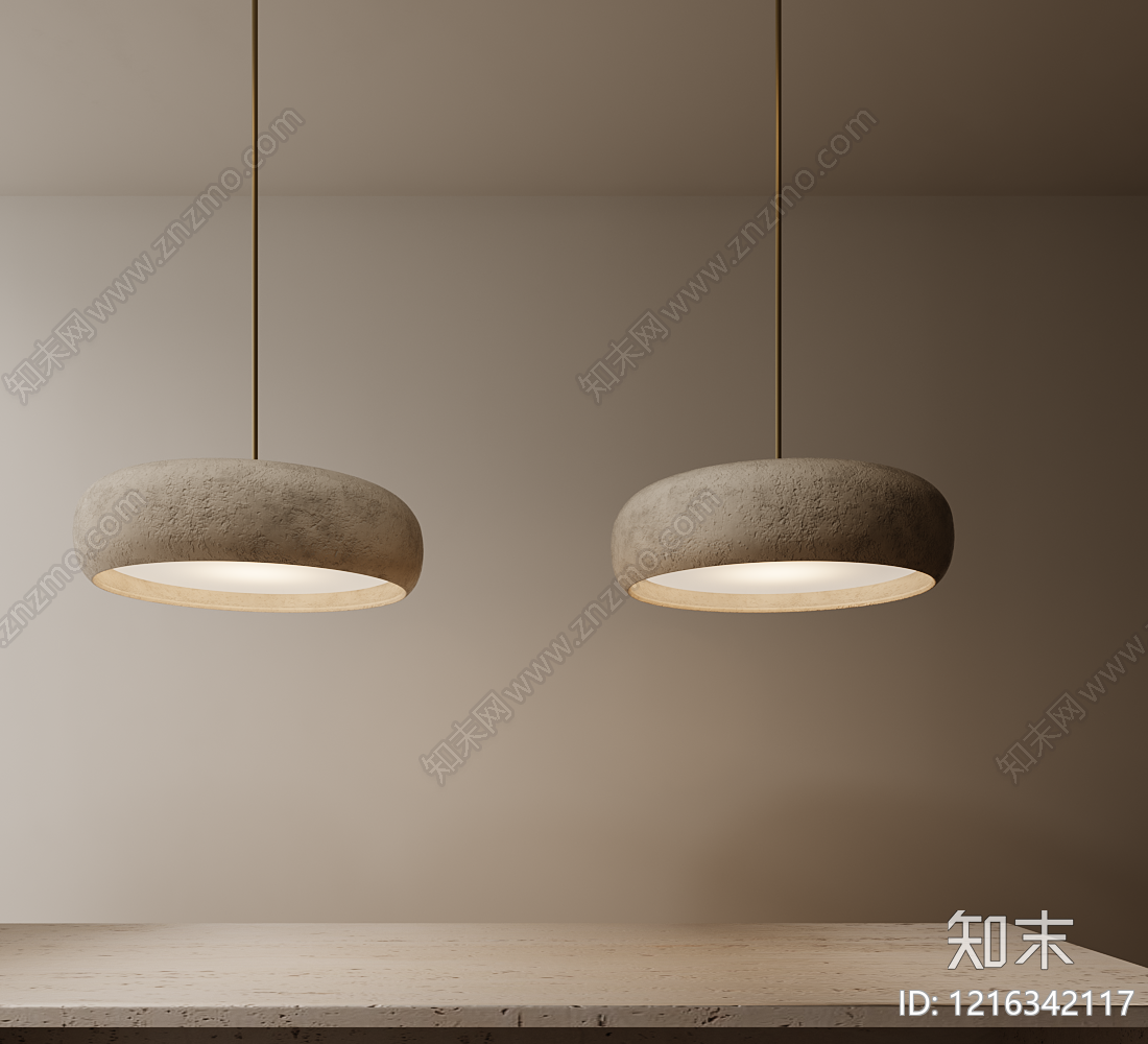 侘寂吧台吊灯3D模型渲染效果图
