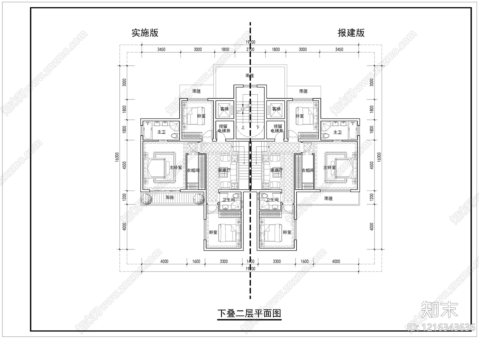 现代别墅建筑cad施工图下载【ID:1216343636】