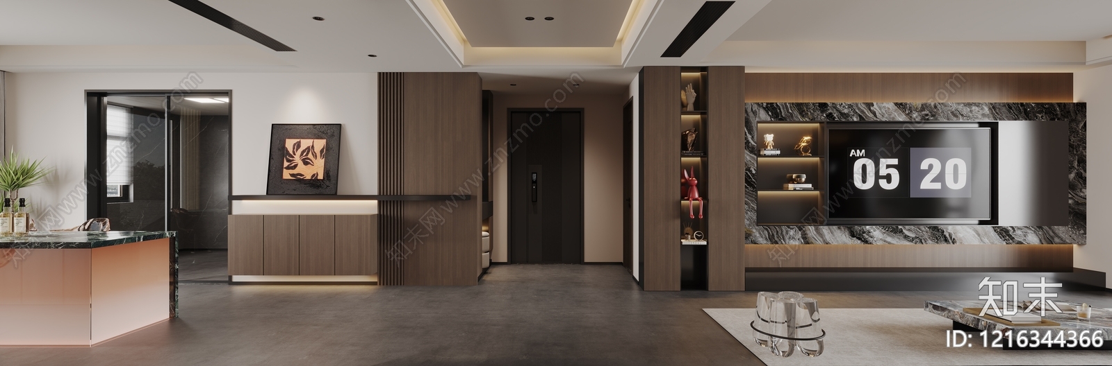 现代轻奢家居客厅3D模型下载【ID:1216344366】