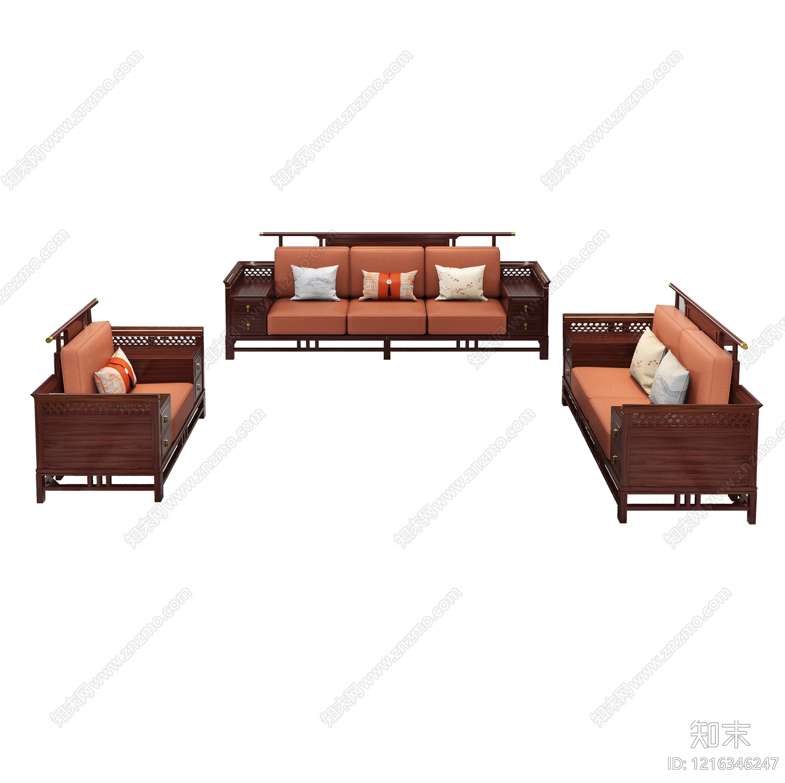 新中式沙发组合3D模型下载【ID:1216346247】