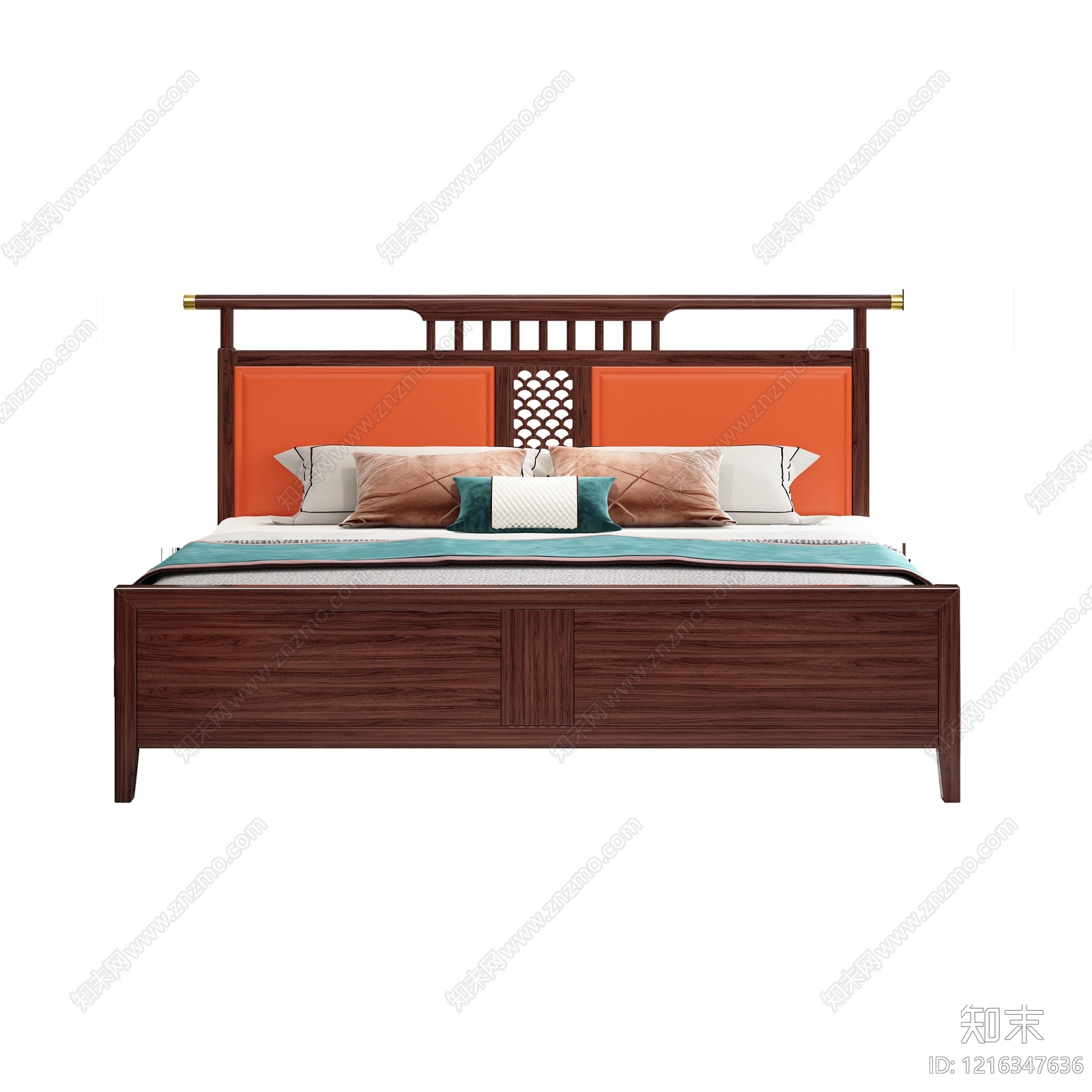 新中式双人床3D模型下载【ID:1216347636】