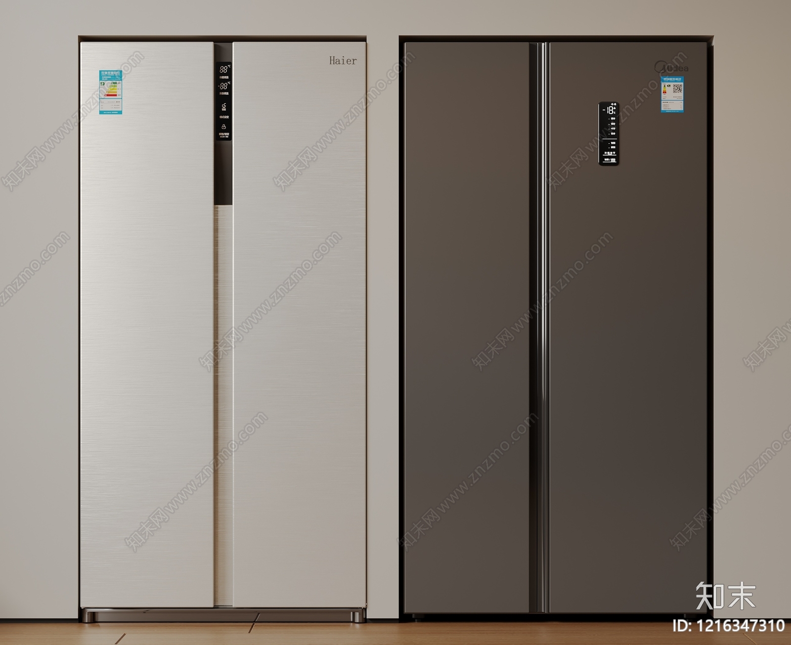 现代简约冰箱3D模型下载【ID:1216347310】