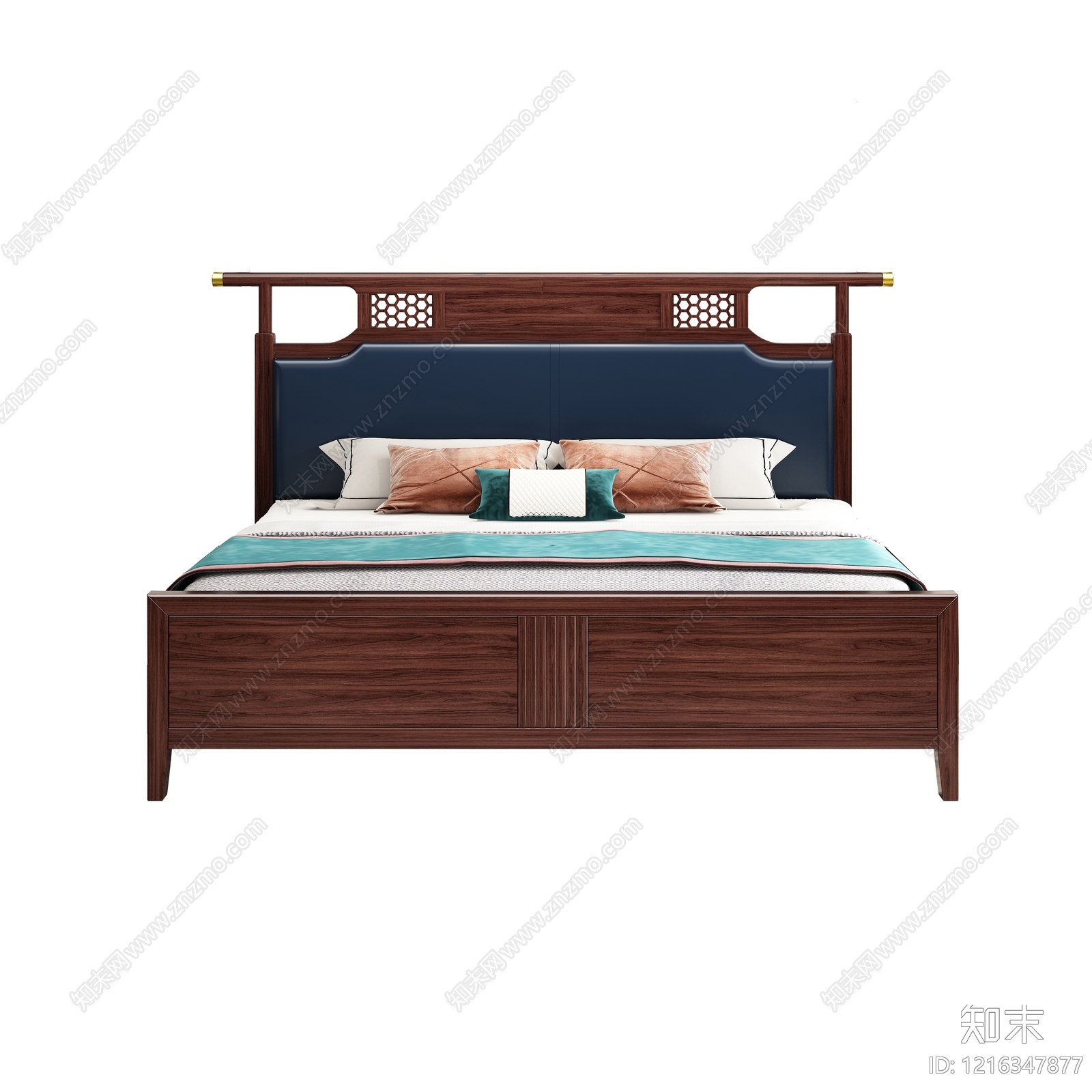 新中式双人床3D模型下载【ID:1216347877】
