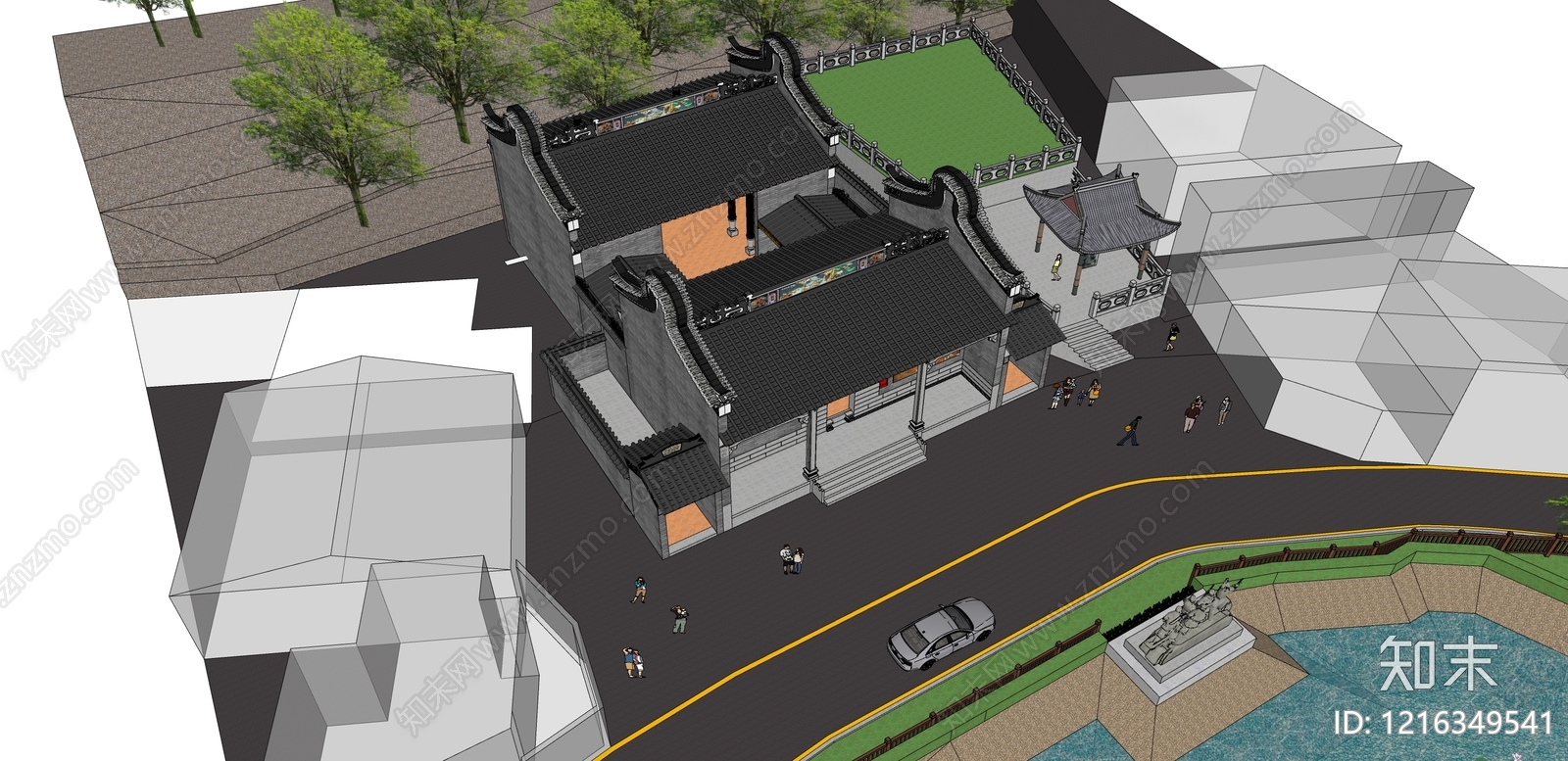 中式古建筑SU模型下载【ID:1216349541】