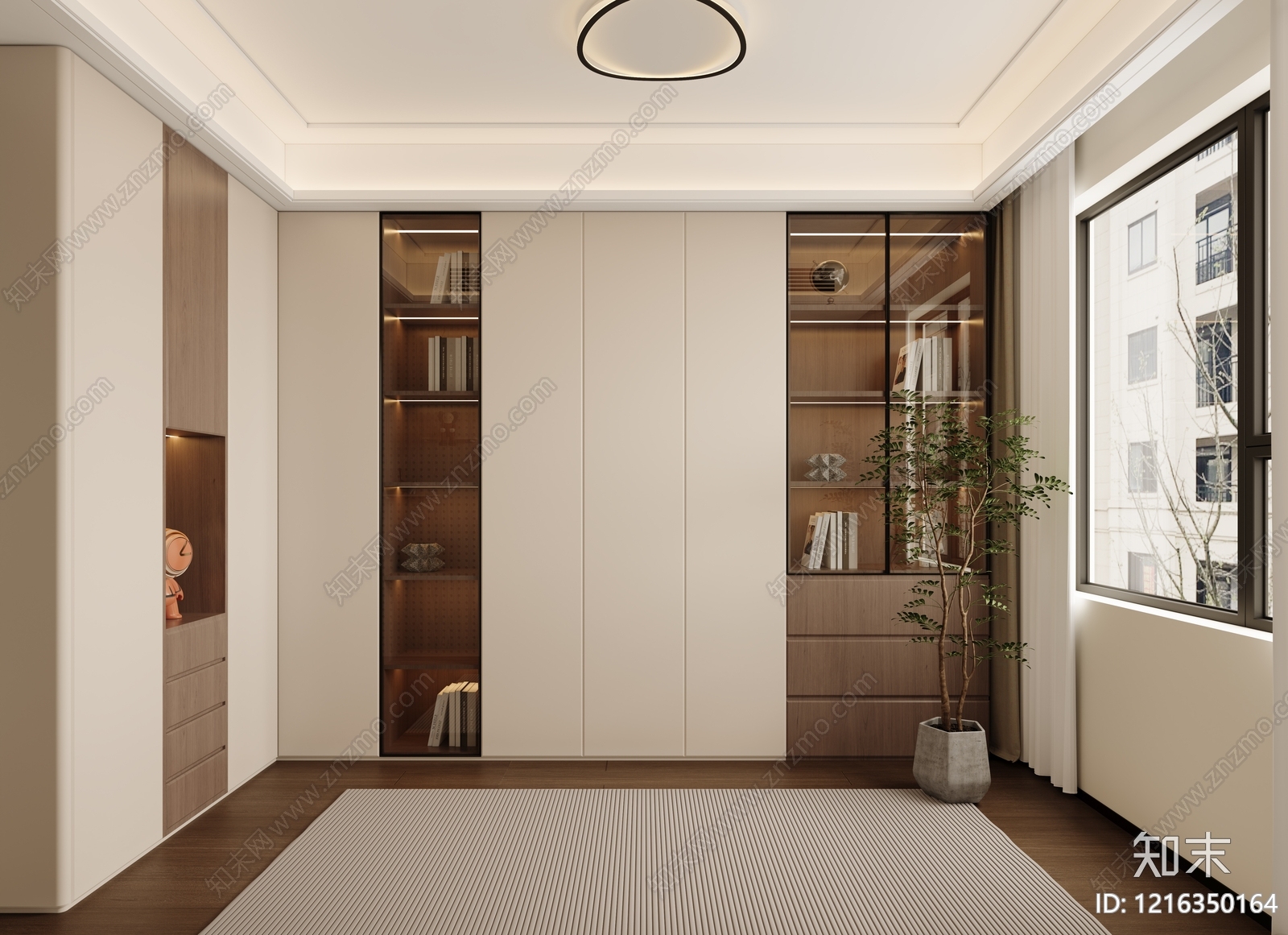奶油风书房3D模型下载【ID:1216350164】
