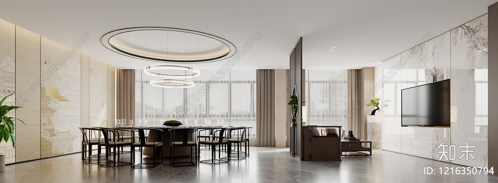 新中式包厢3D模型下载【ID:1216350794】