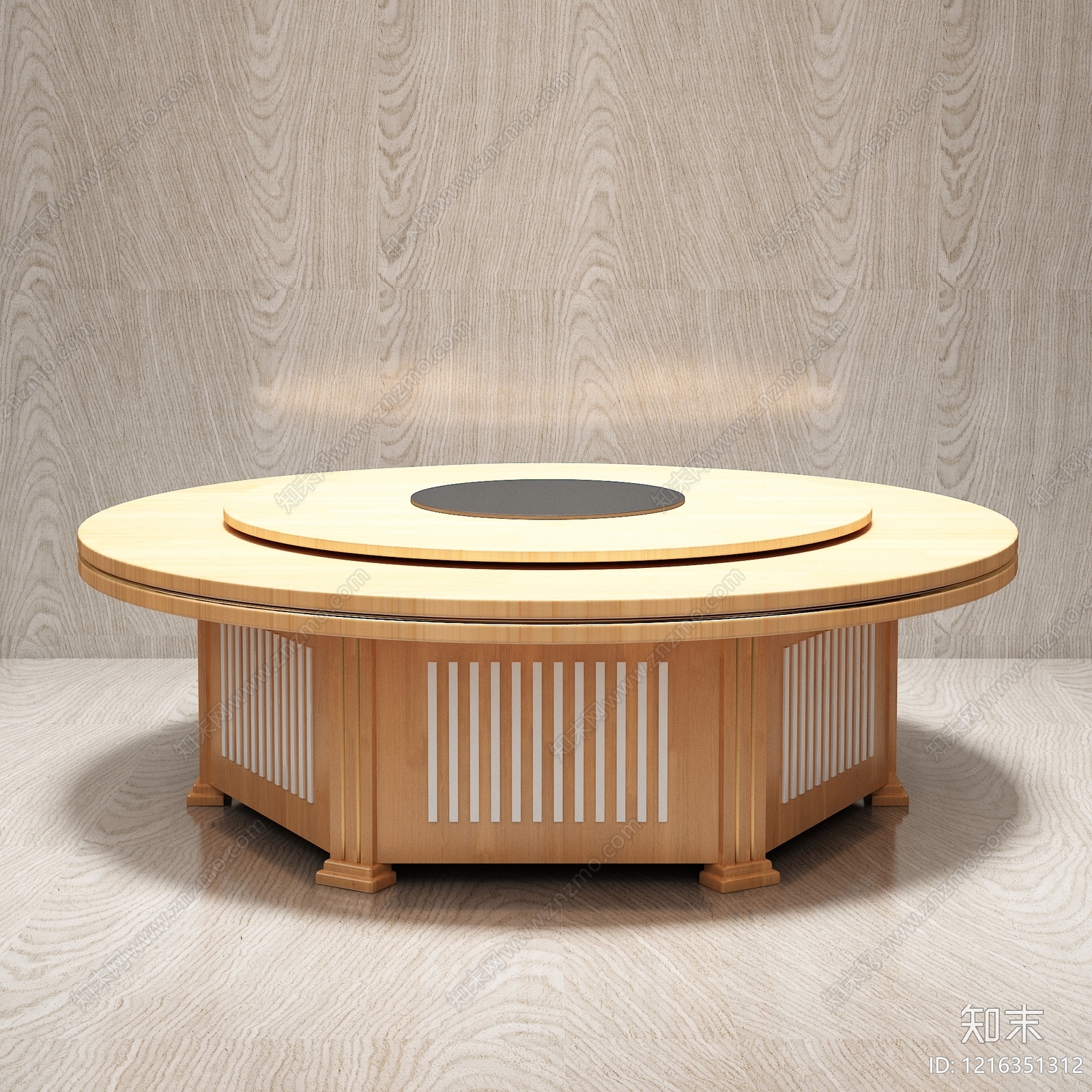 原木风茶几3D模型渲染效果图
