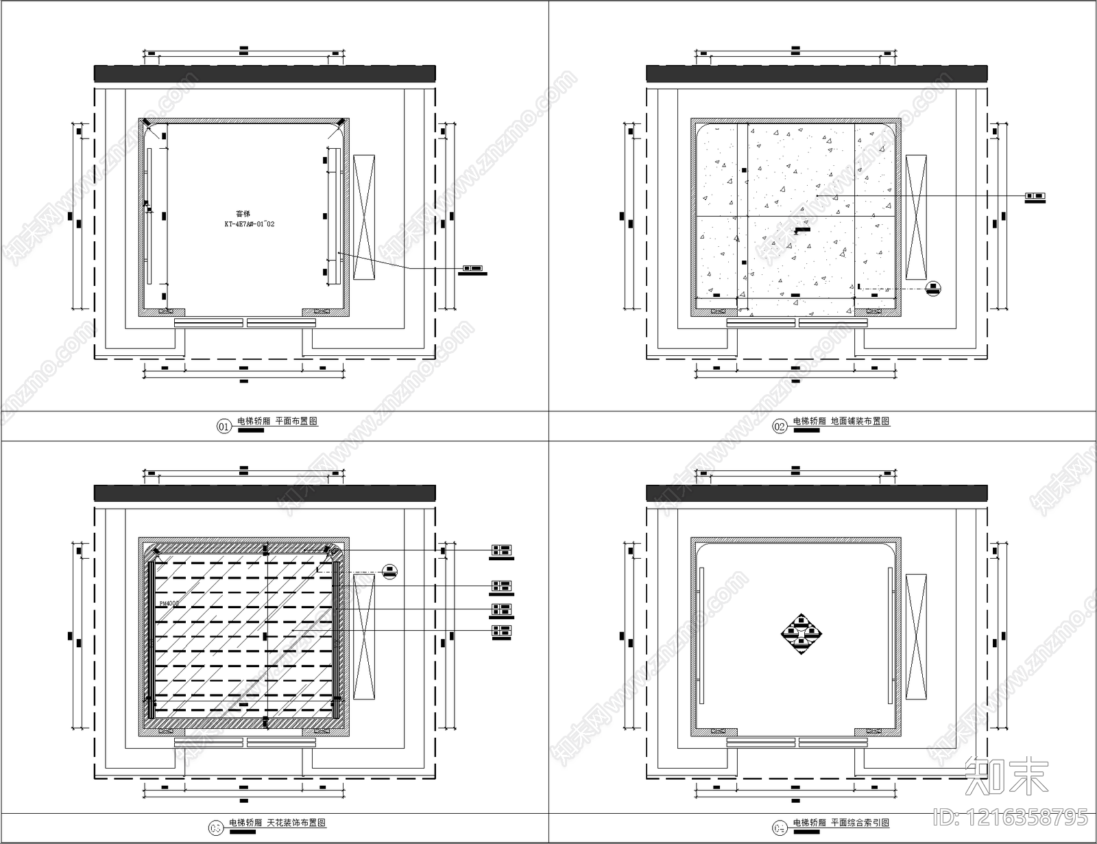 现代电梯厅施工图下载【ID:1216358795】