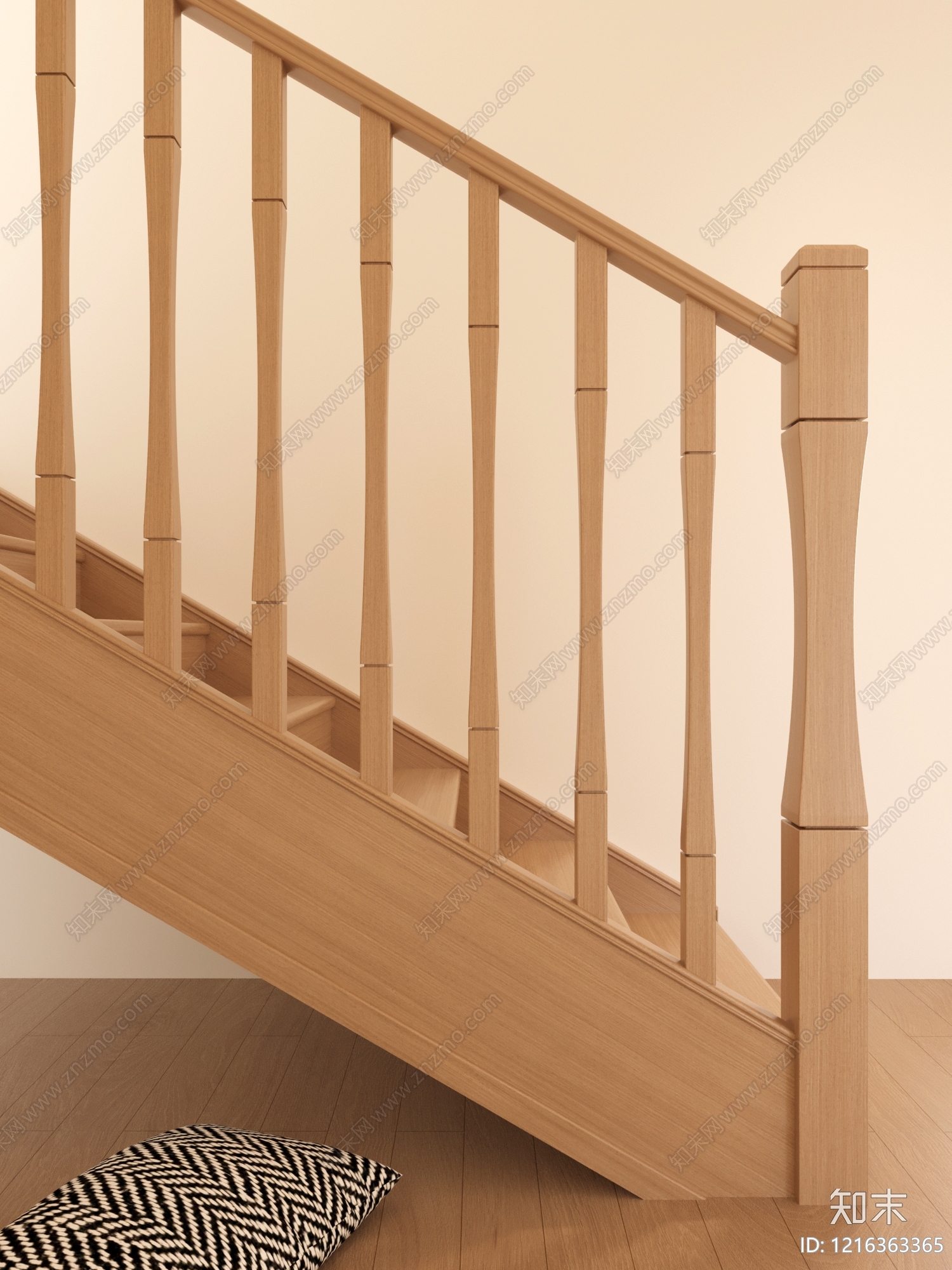 原木风三跑楼梯3D模型下载【ID:1216363365】