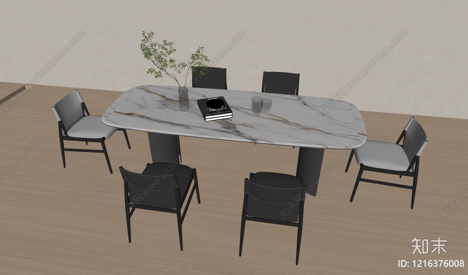 极简餐桌椅SU模型下载【ID:1216376008】