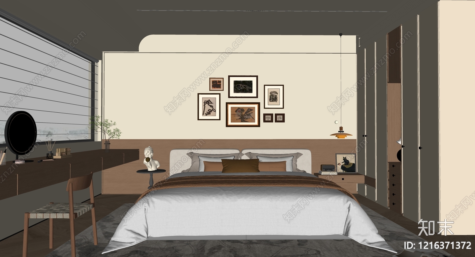 中古风主卧SU模型下载【ID:1216371372】