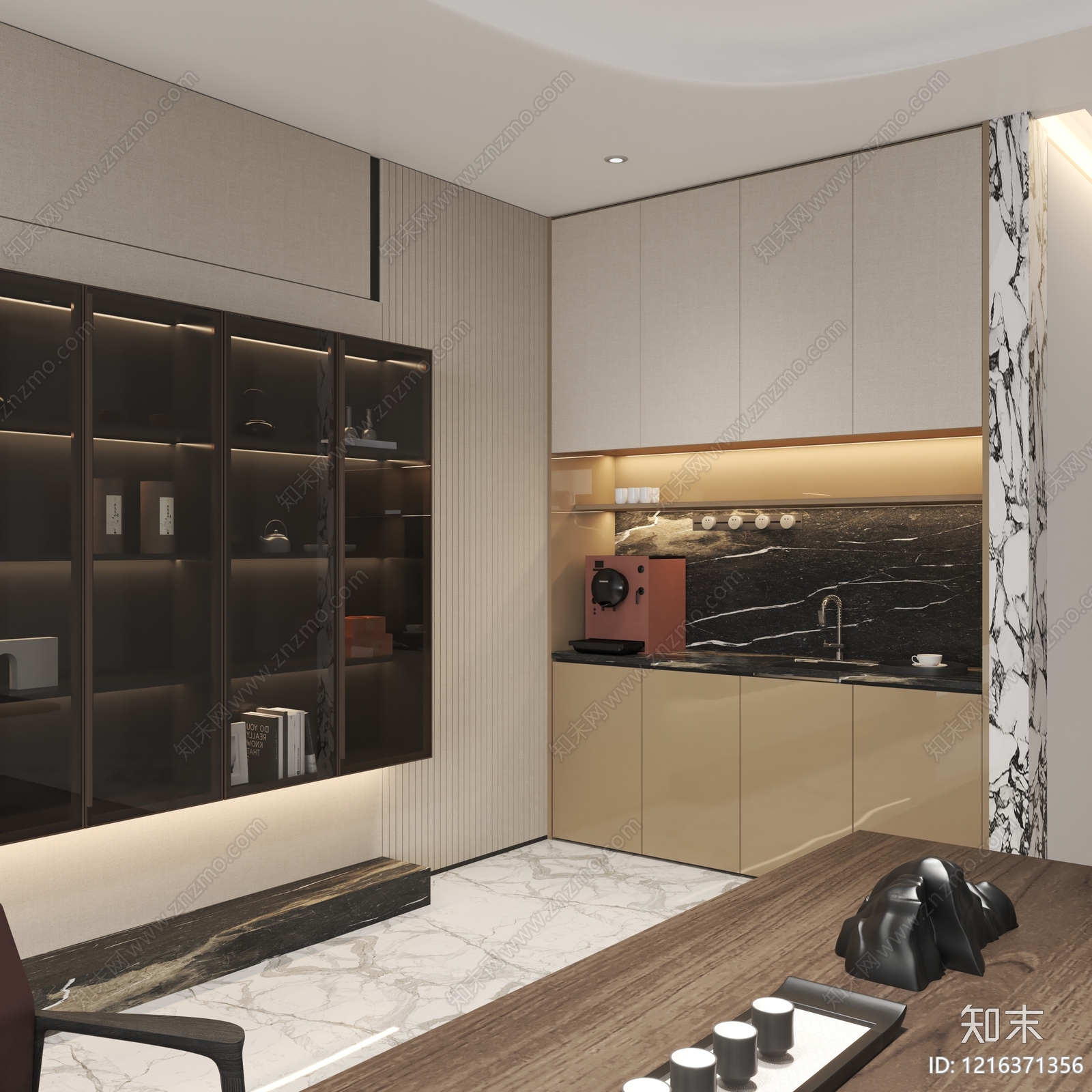 现代轻奢茶室SU模型下载【ID:1216371356】