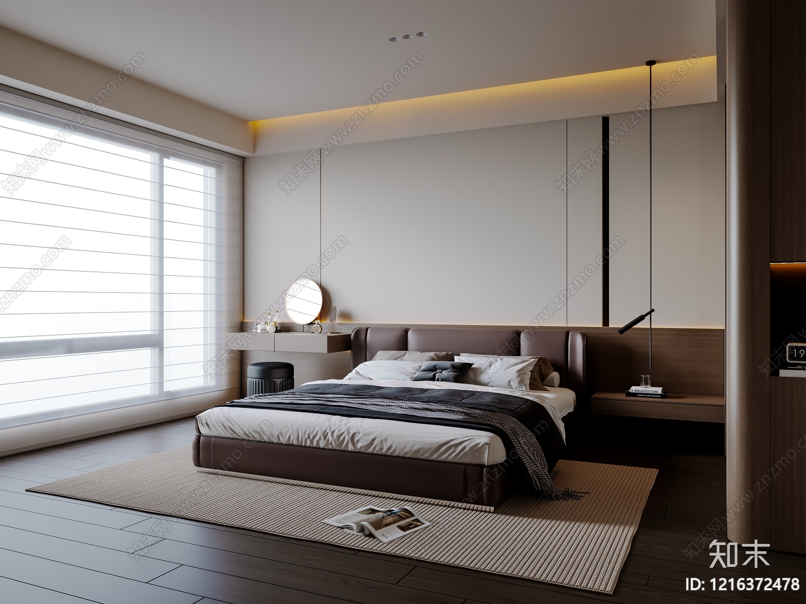 现代简约主卧3D模型下载【ID:1216372478】