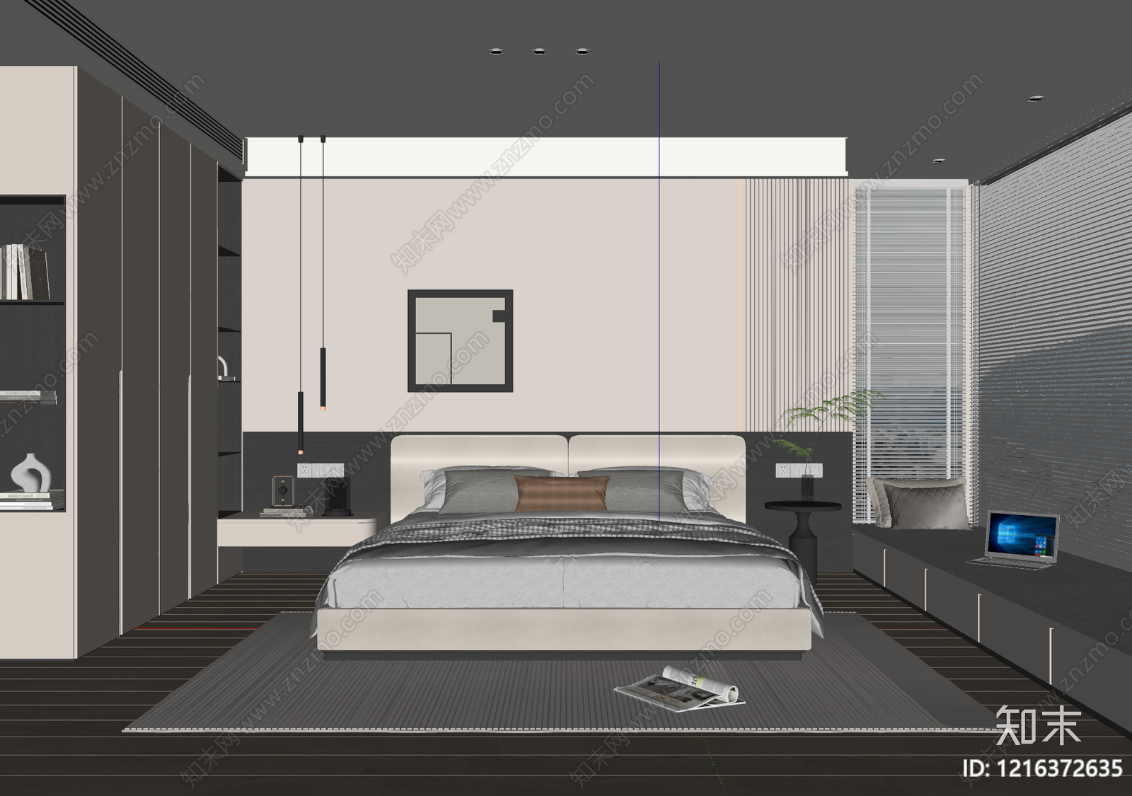 现代简约次卧SU模型下载【ID:1216372635】