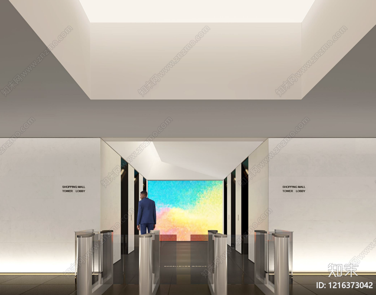 现代简约大厅施工图下载【ID:1216373042】