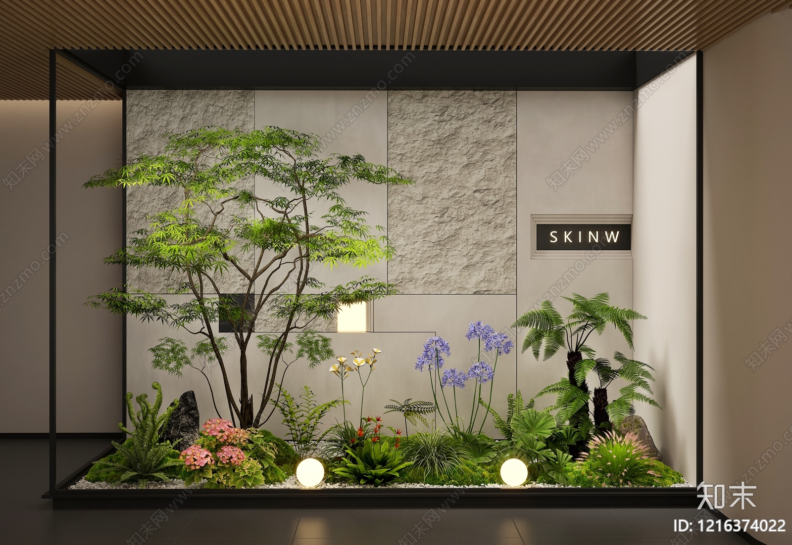 新中式植物堆3D模型下载【ID:1216374022】