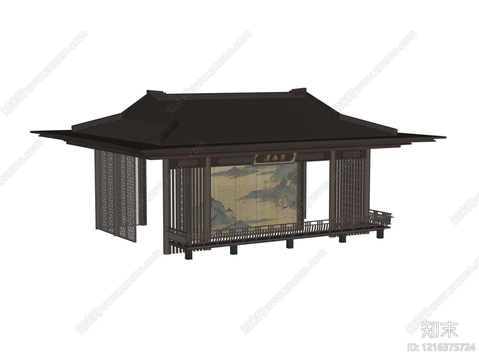 新中式风格建筑SU模型下载【ID:1216375724】