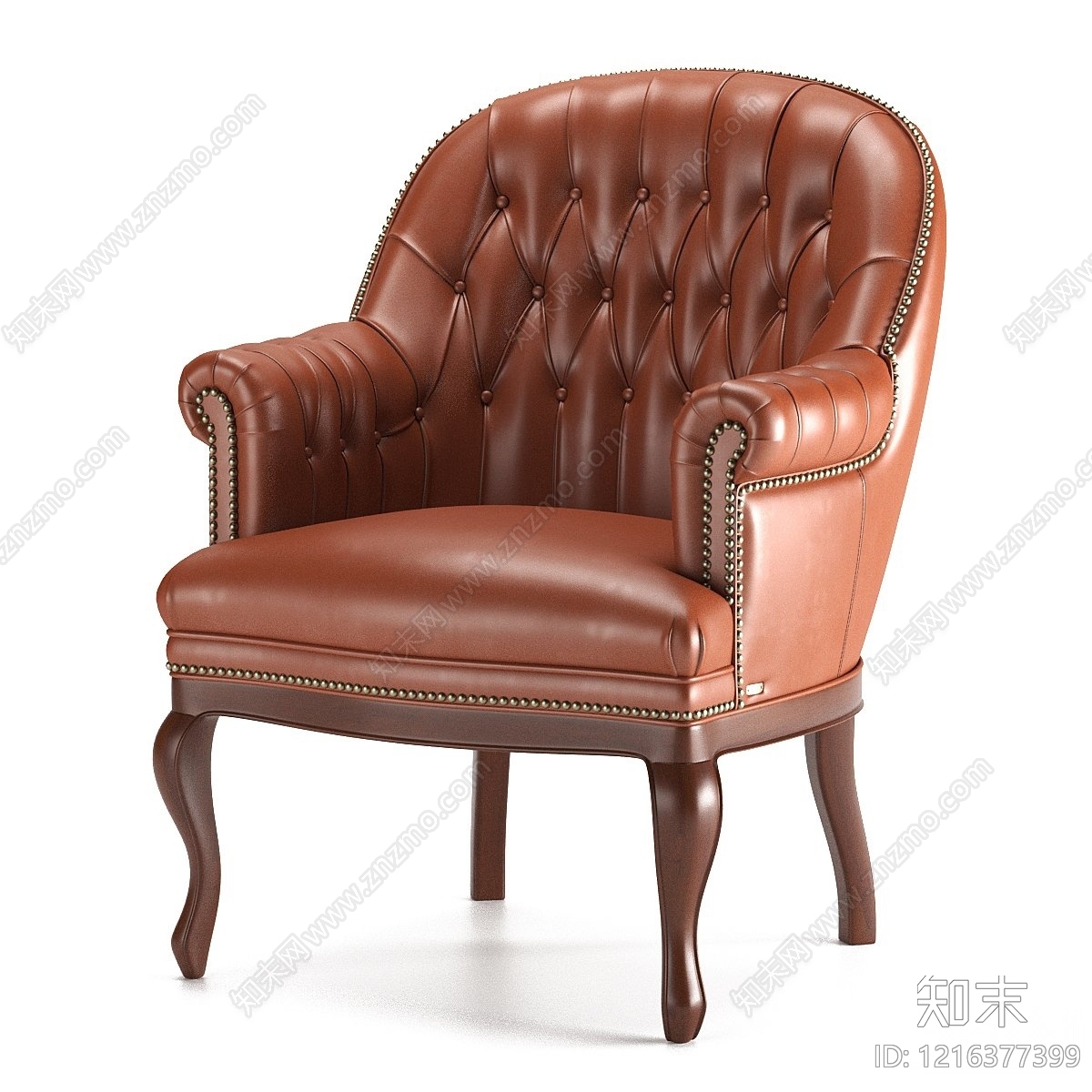 美式复古单人沙发3D模型下载【ID:1216377399】