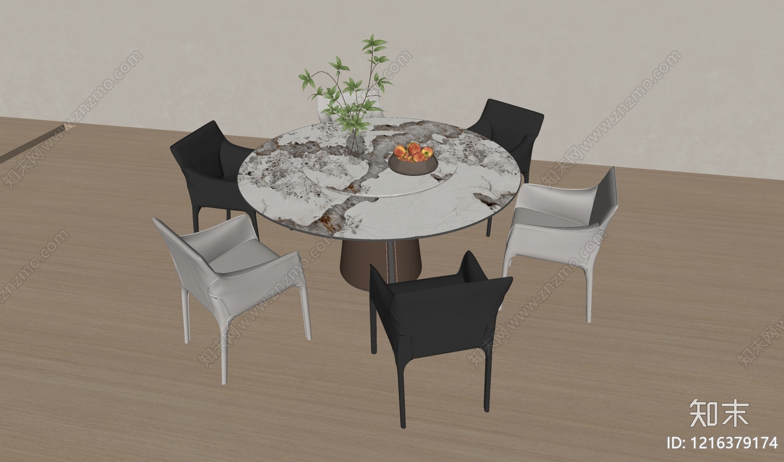 现代简约餐桌椅SU模型下载【ID:1216379174】