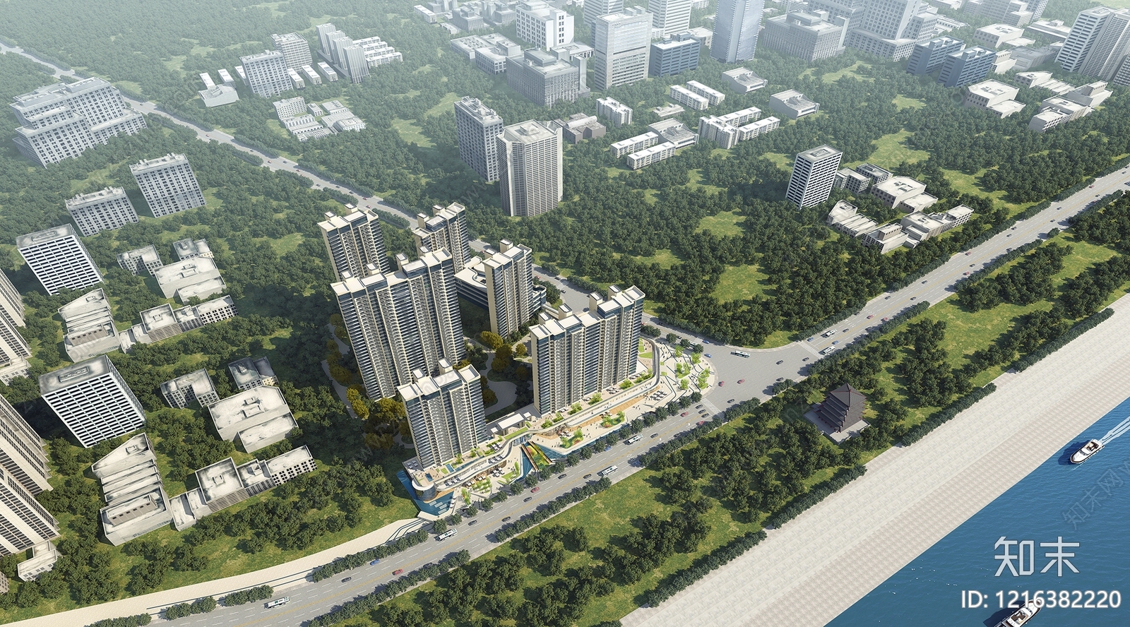 现代主义小高层住宅楼3D模型下载【ID:1216382220】