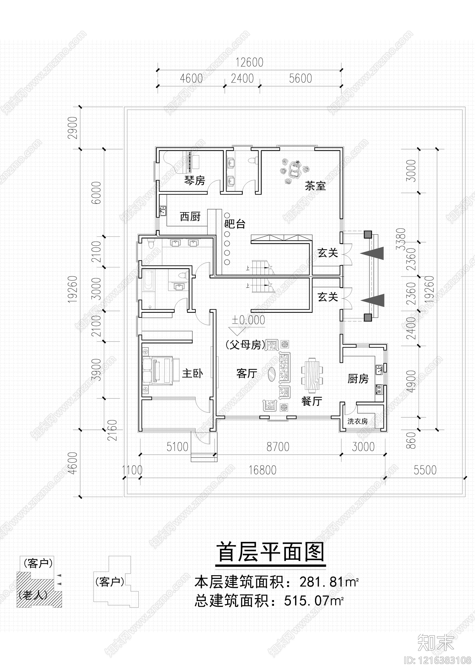 现代新中式别墅建筑施工图下载【ID:1216383108】