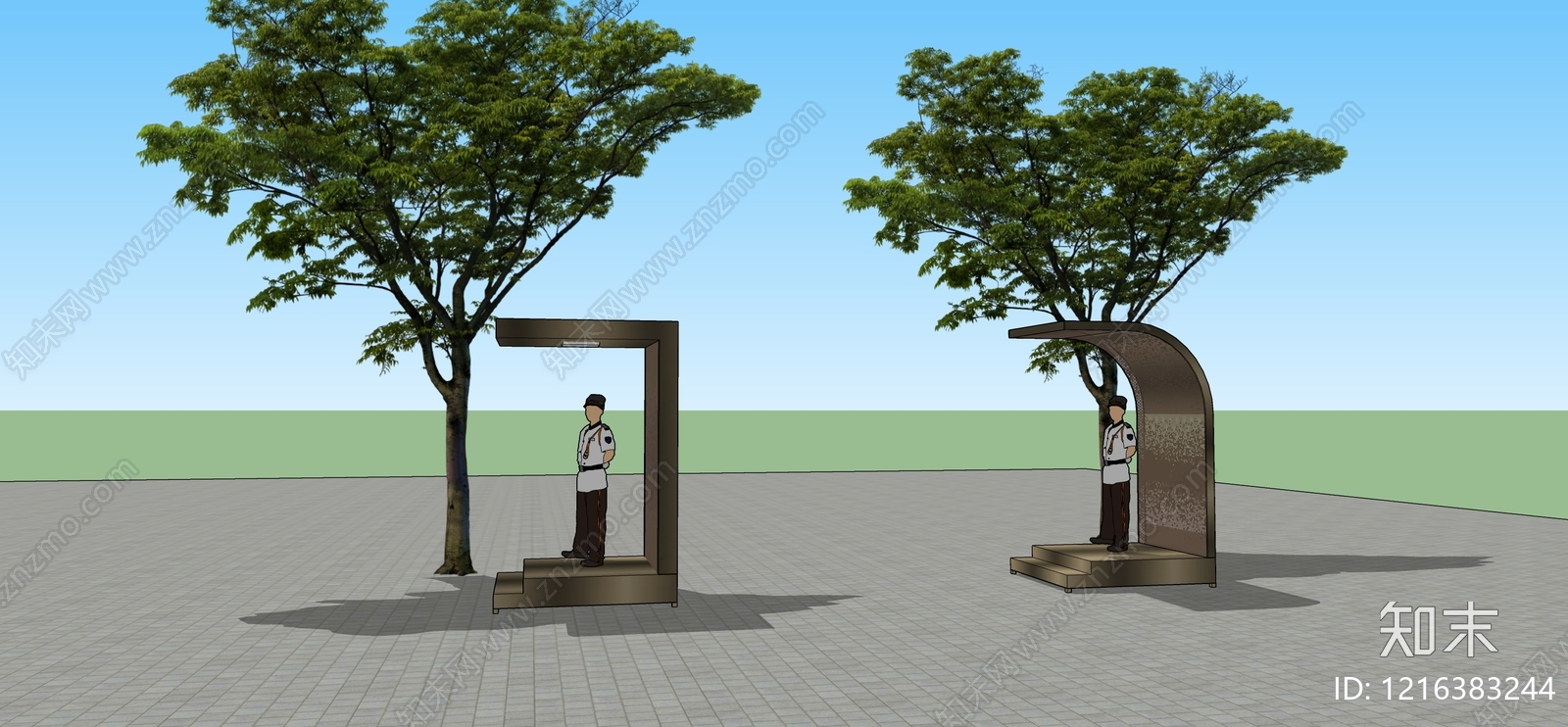现代简约门卫室SU模型草图