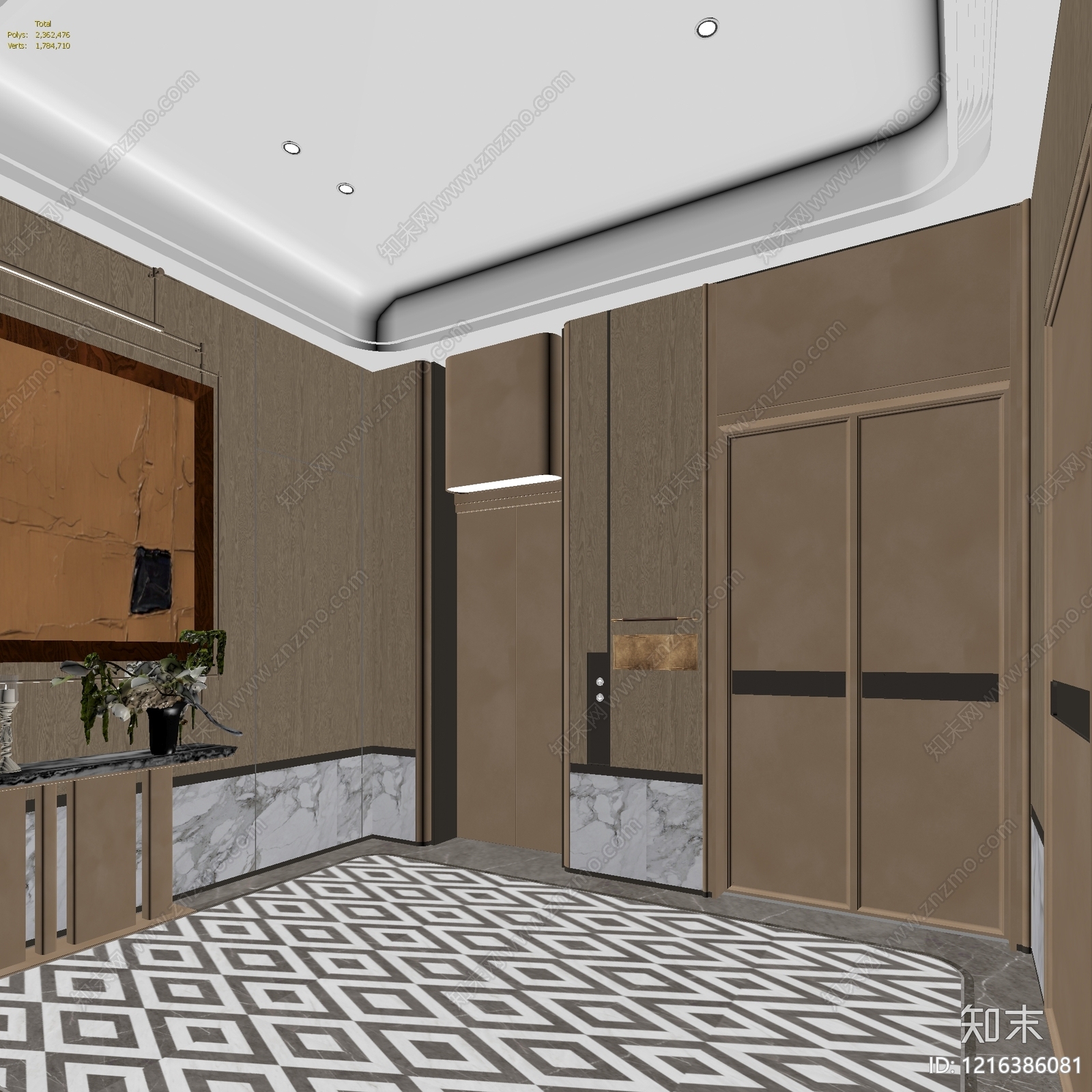 现代轻奢电梯间3D模型下载【ID:1216386081】