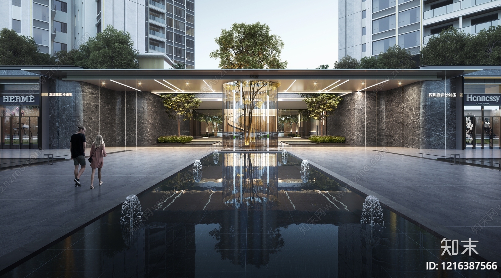 现代极简售楼处建筑SU模型下载【ID:1216387566】
