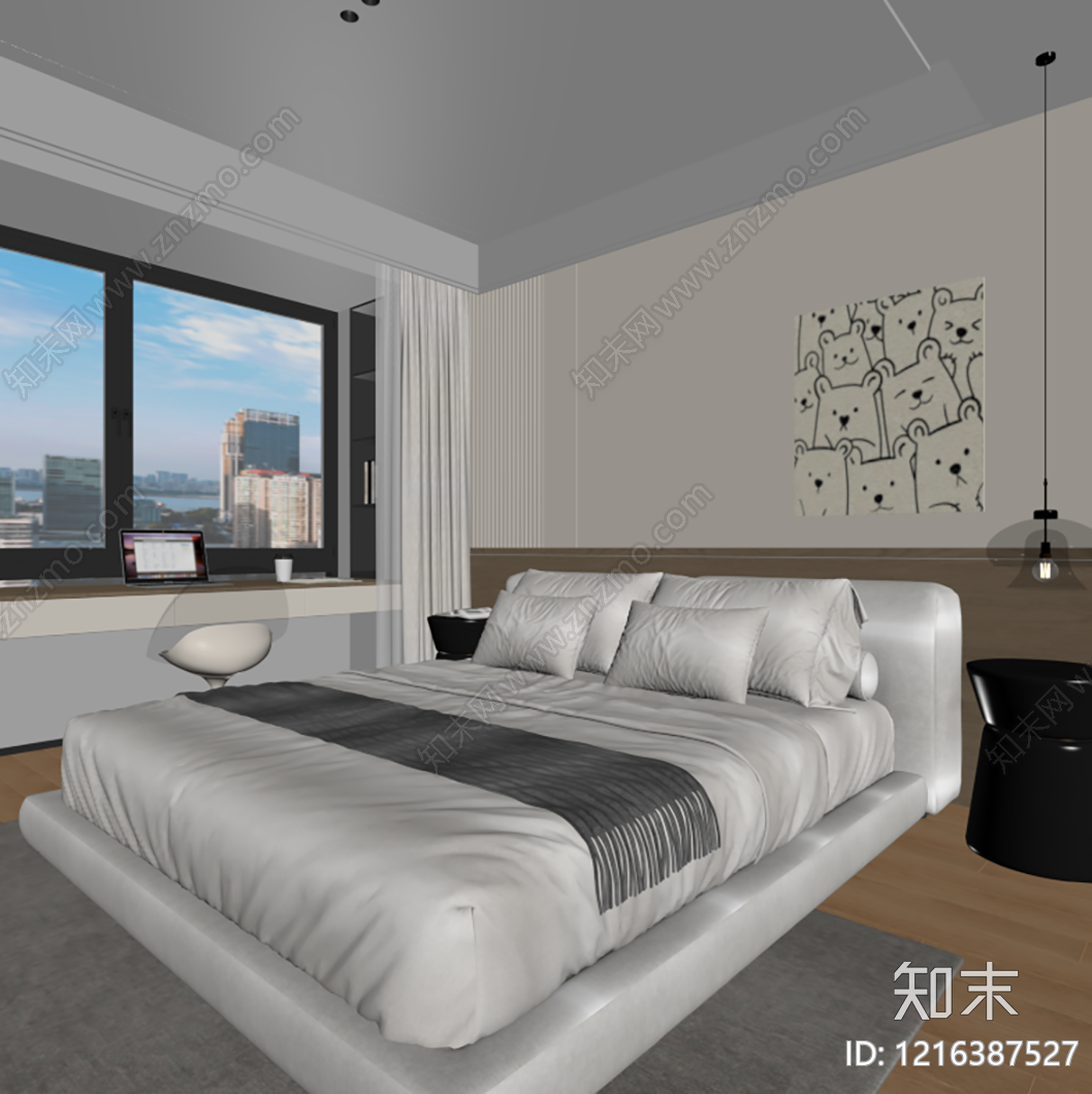 现代简约主卧SU模型下载【ID:1216387527】