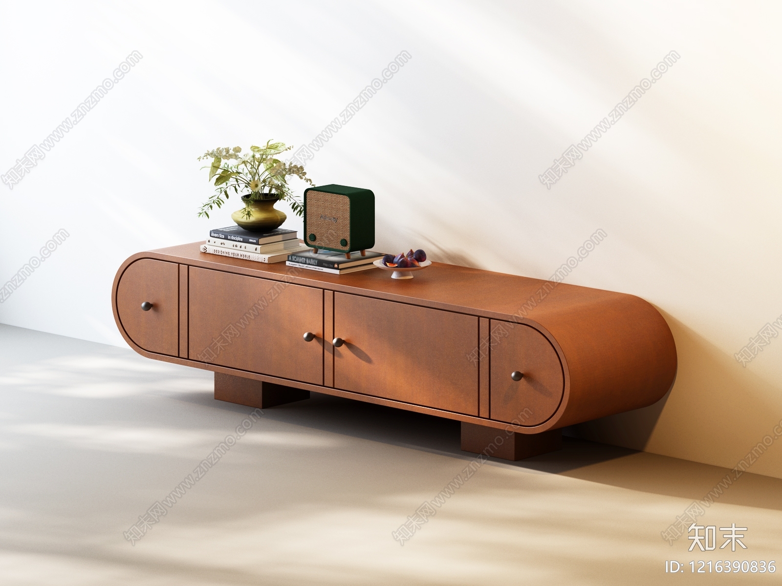 中古风茶几3D模型渲染效果图
