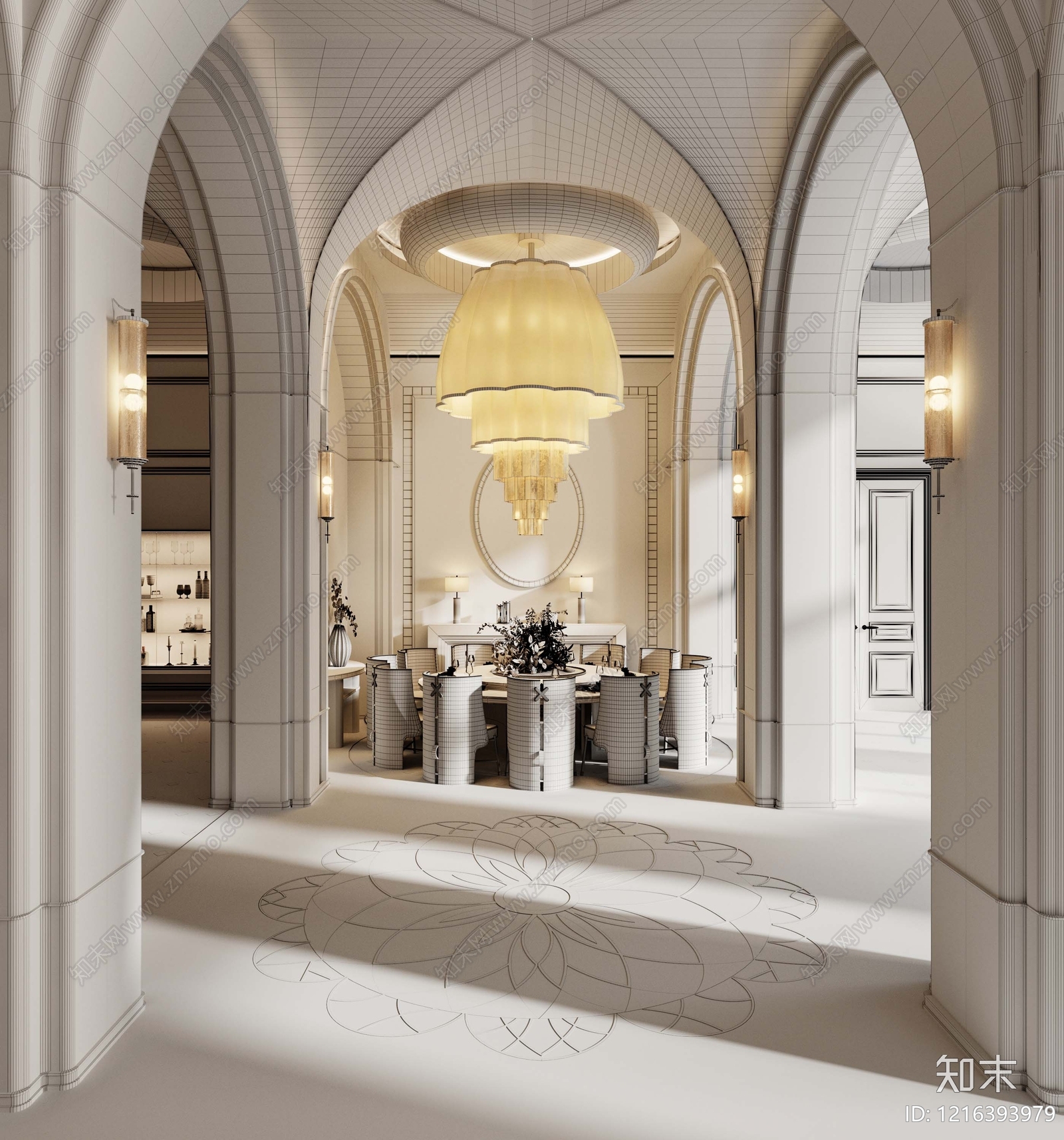 新中式包厢3D模型下载【ID:1216393979】