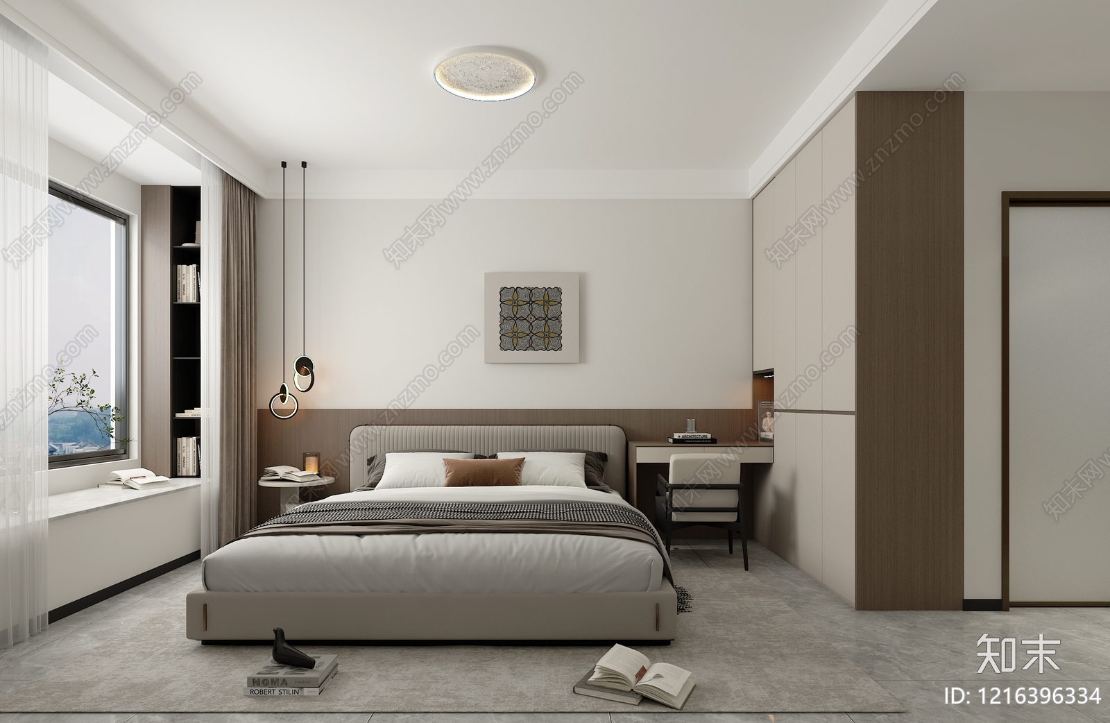 现代简约主卧3D模型下载【ID:1216396334】
