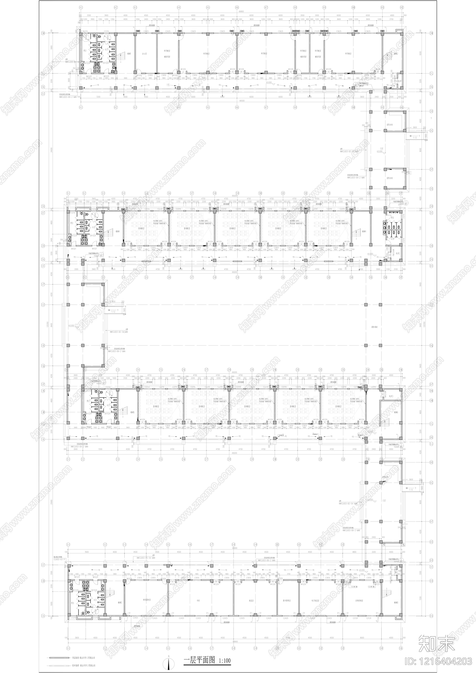 现代学校建筑cad施工图下载【ID:1216404203】