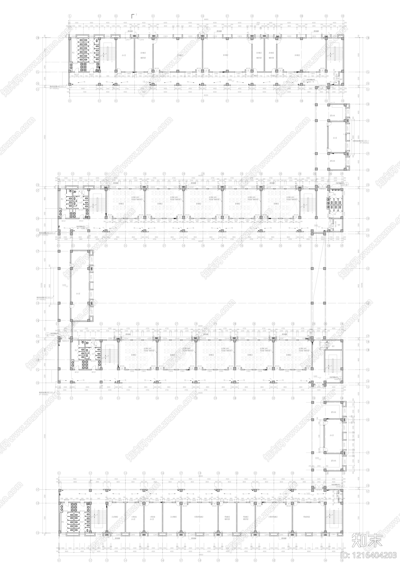现代学校建筑cad施工图下载【ID:1216404203】