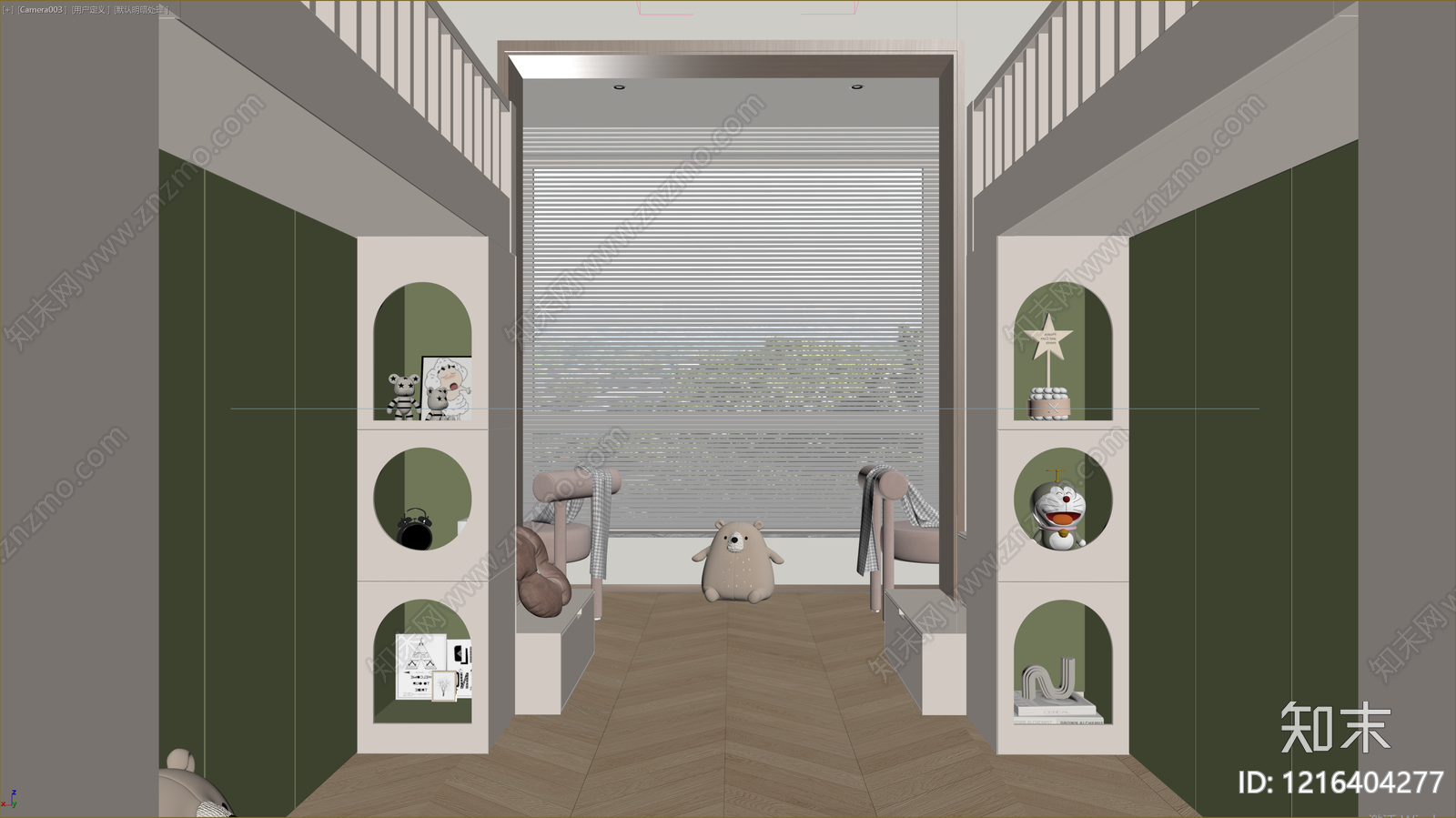 奶油风通用儿童房3D模型下载【ID:1216404277】