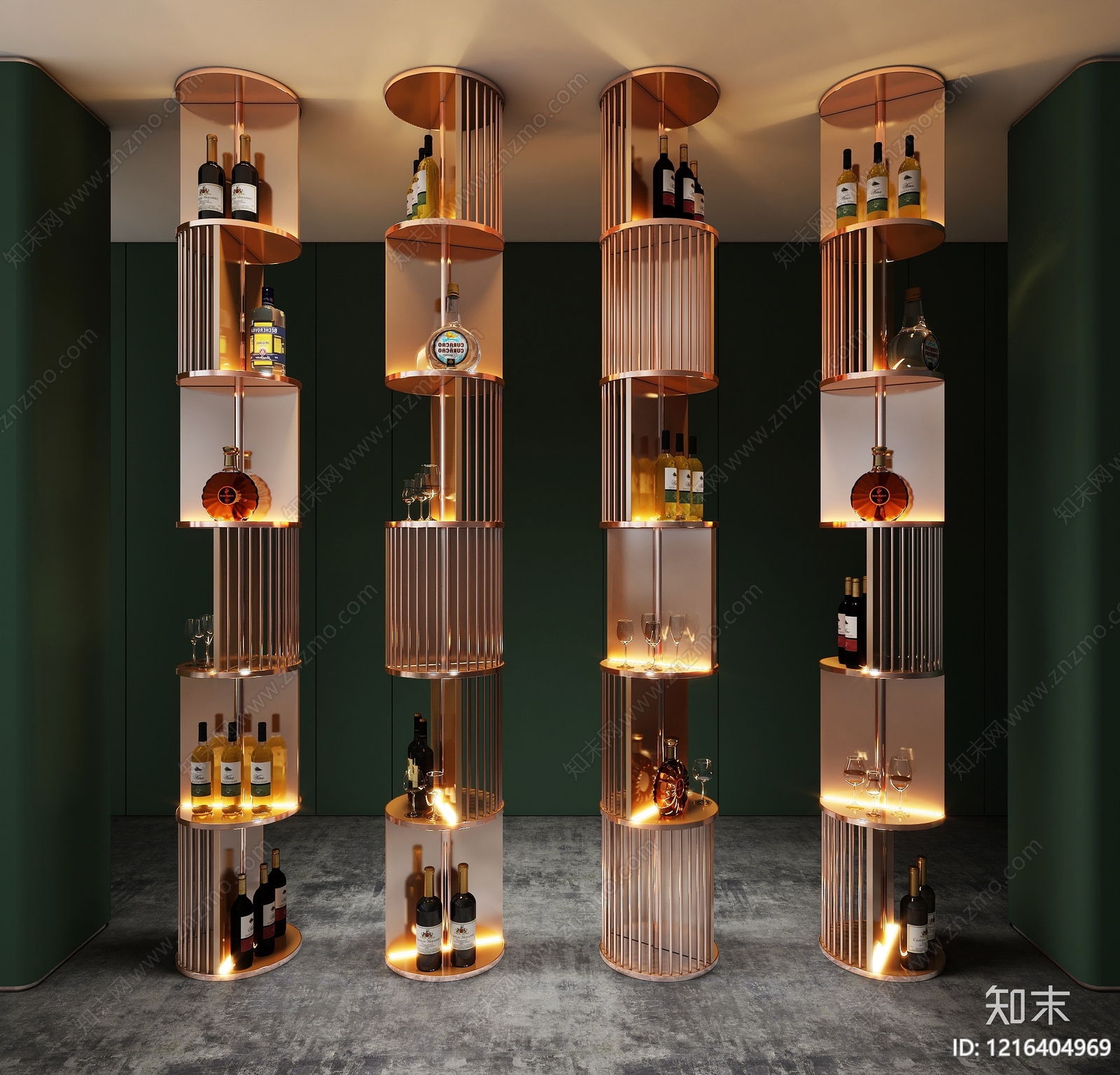 现代轻奢酒柜3D模型下载【ID:1216404969】