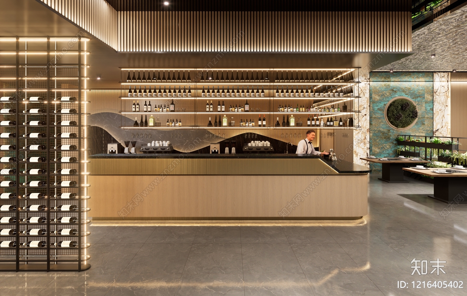 现代简约酒店餐厅SU模型下载【ID:1216405402】