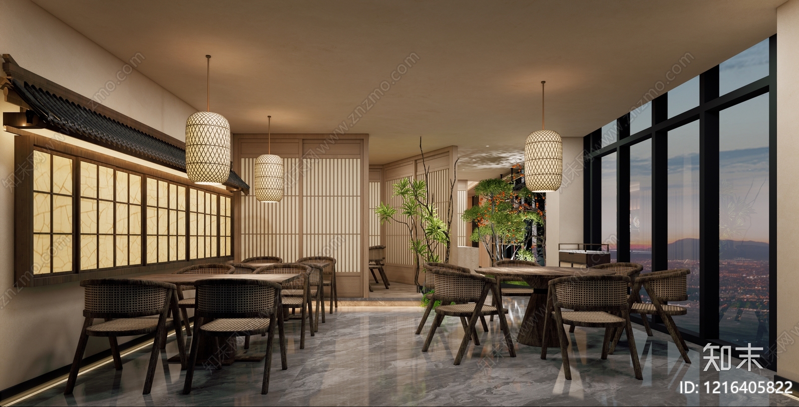 日式中餐厅SU模型草图