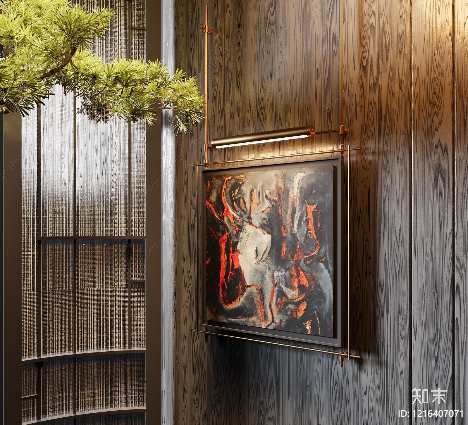 新中式挂画3D模型下载【ID:1216407071】