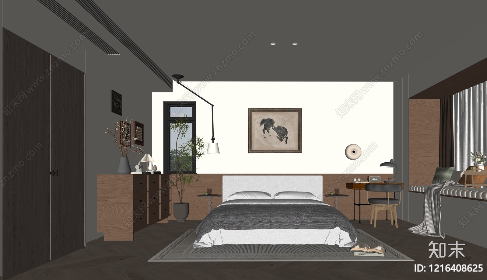 中古风主卧SU模型下载【ID:1216408625】
