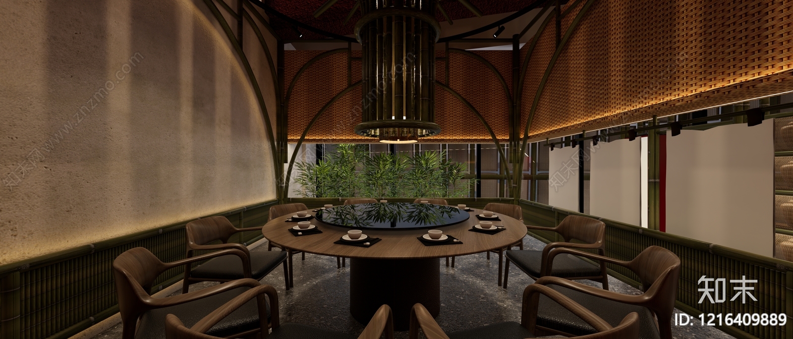 新中式中餐厅SU模型下载【ID:1216409889】
