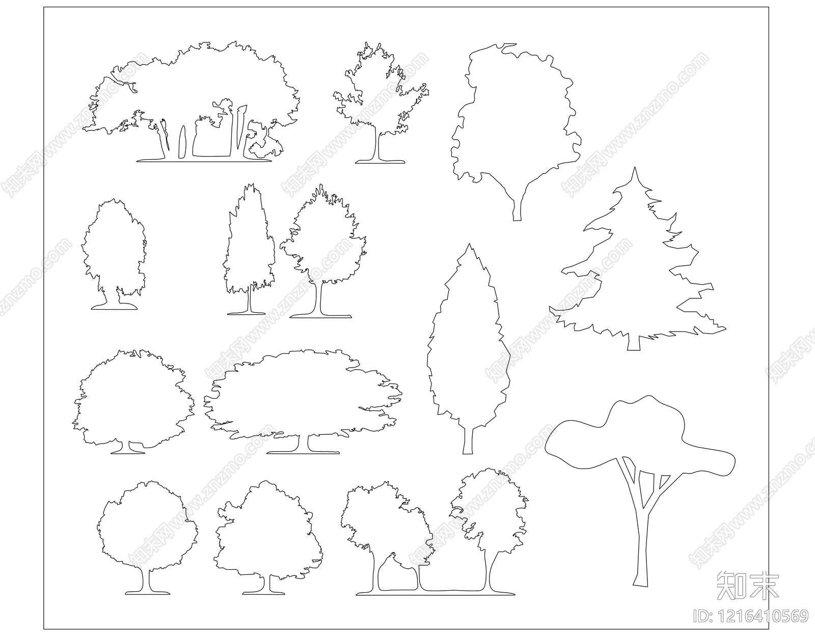 现代剪影图库施工图下载【ID:1216410569】