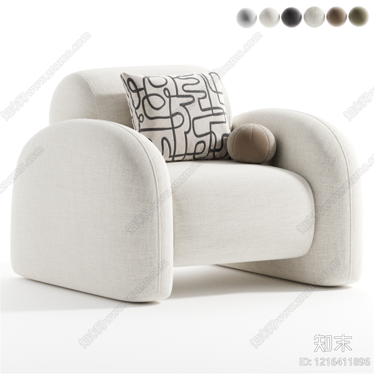 现代简约单人沙发3D模型下载【ID:1216411896】