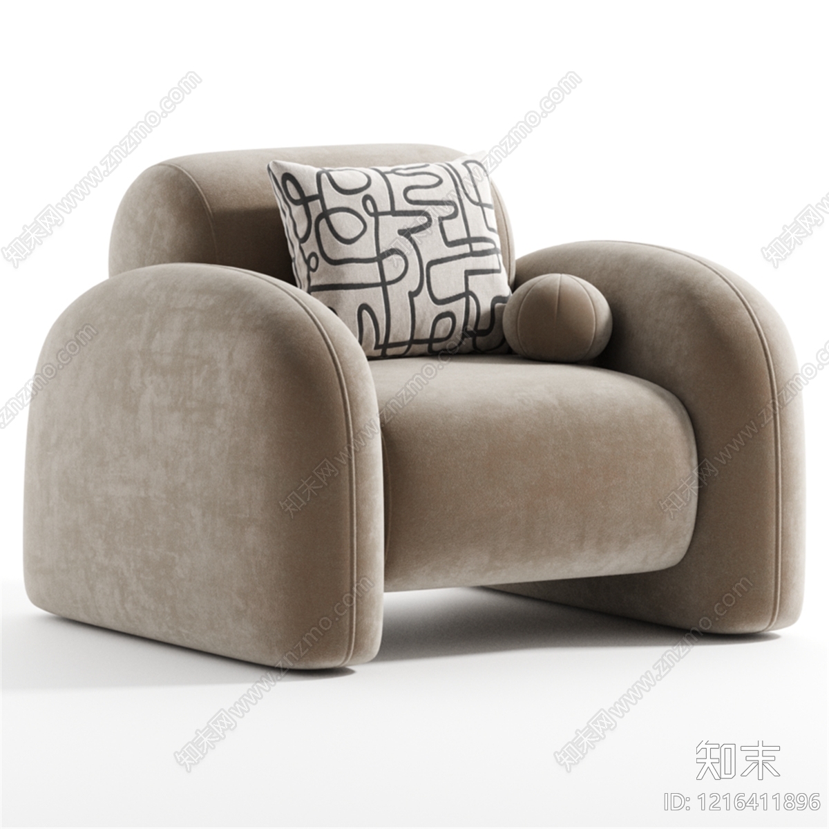 现代简约单人沙发3D模型下载【ID:1216411896】